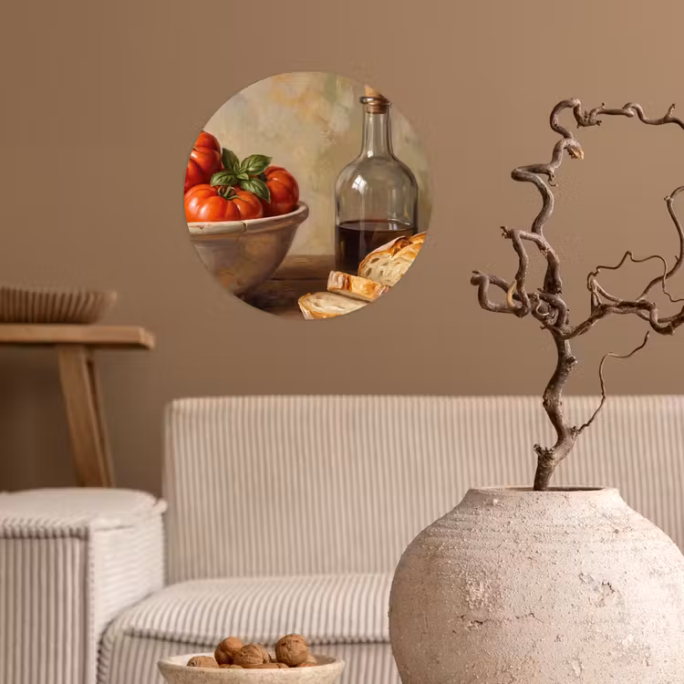 Wallpaper Circle - Tomatoes - Bowl - Food - Tomaten - Kom - Eten Wandcirkel behangsticker klein
