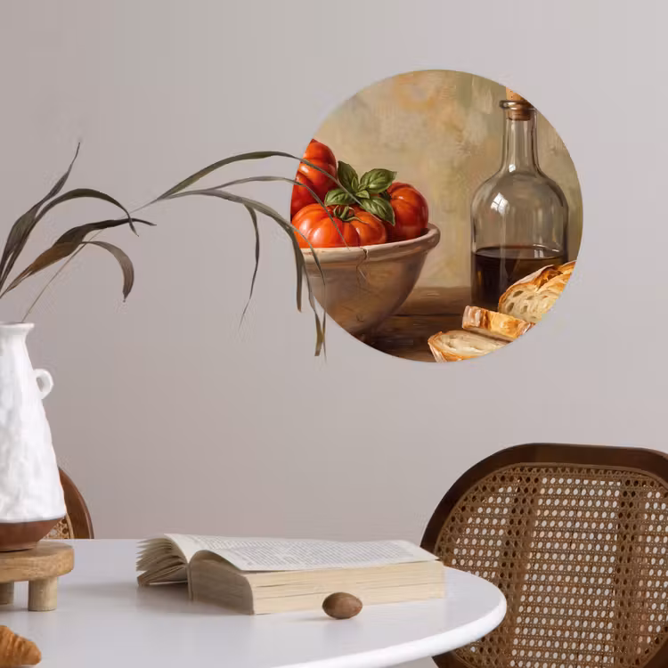 Wallpaper Circle - Tomatoes - Bowl - Food - Tomaten - Kom - Eten Wandcirkel behangsticker klein