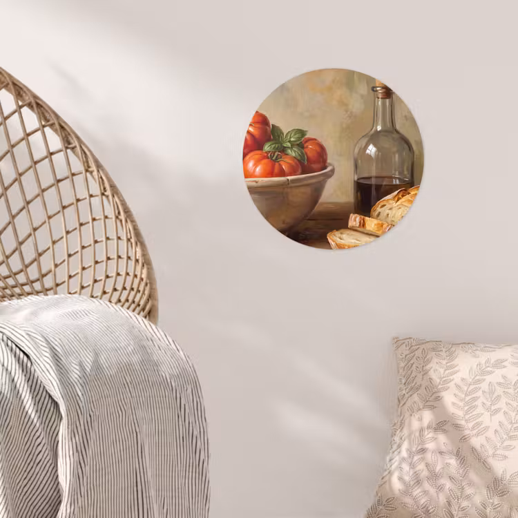 Wallpaper Circle - Tomatoes - Bowl - Food - Tomaten - Kom - Eten Wandcirkel behangsticker klein