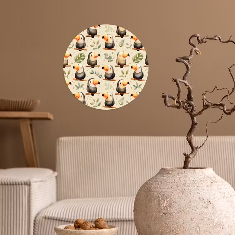 Toekans - Exotisch - Kleurrijk Wandcirkel behangsticker klein 186 -sfeer1