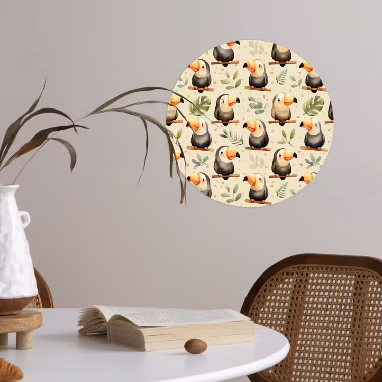 Toekans - Exotisch - Kleurrijk Wandcirkel behangsticker klein 186 -sfeer3