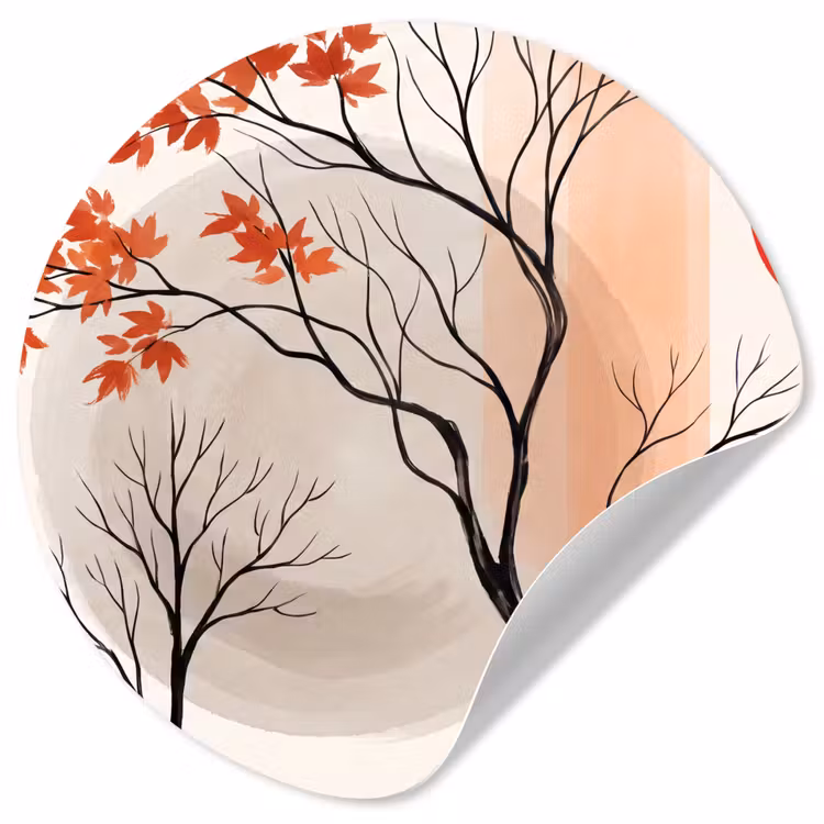 Wallpaper Circle - Tree - Red - Abstract - Boom - Rood - Abstract Wandcirkel behangsticker klein