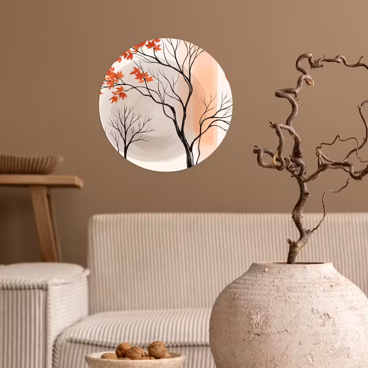 Wallpaper Circle - Tree - Red - Abstract - Boom - Rood - Abstract Wandcirkel behangsticker klein