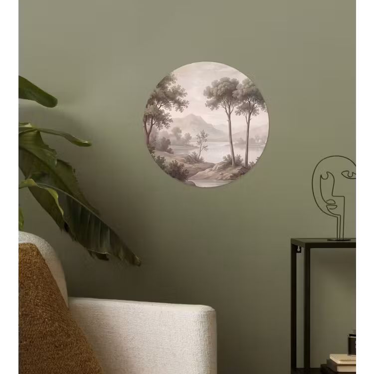 Bomen - Meer - Bergen - Illustratie Wandcirkel behangsticker klein -sfeer2