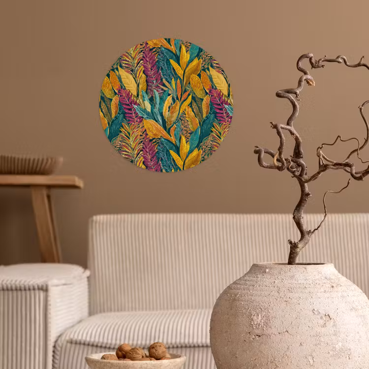 Tropische - Botanisch - Patroon - Kleurrijk - Exotisch Wandcirkel behangsticker klein 186 -sfeer1