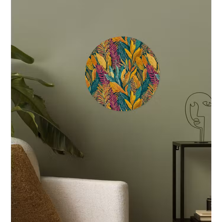 Tropische - Botanisch - Patroon - Kleurrijk - Exotisch Wandcirkel behangsticker klein 186 -sfeer2