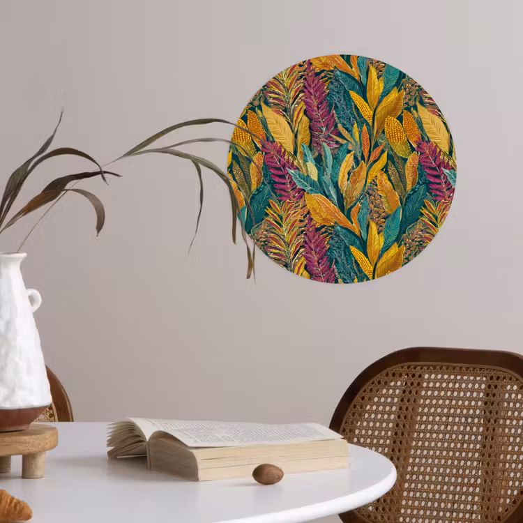Tropische - Botanisch - Patroon - Kleurrijk - Exotisch Wandcirkel behangsticker klein 186 -sfeer3