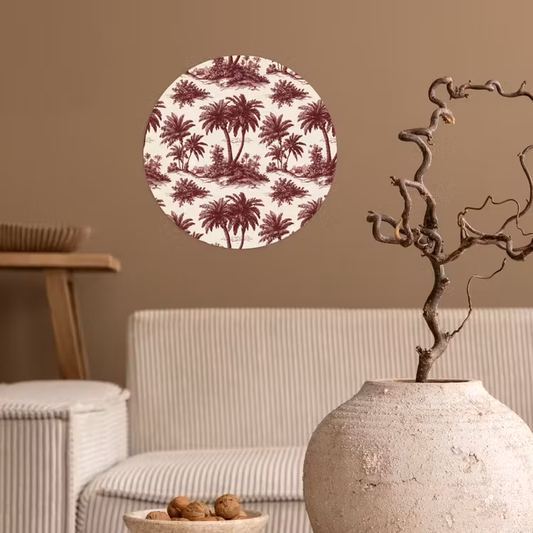 Tropisch - Geometrisch - Bordeauxrood Wandcirkel behangsticker klein 186 -sfeer1
