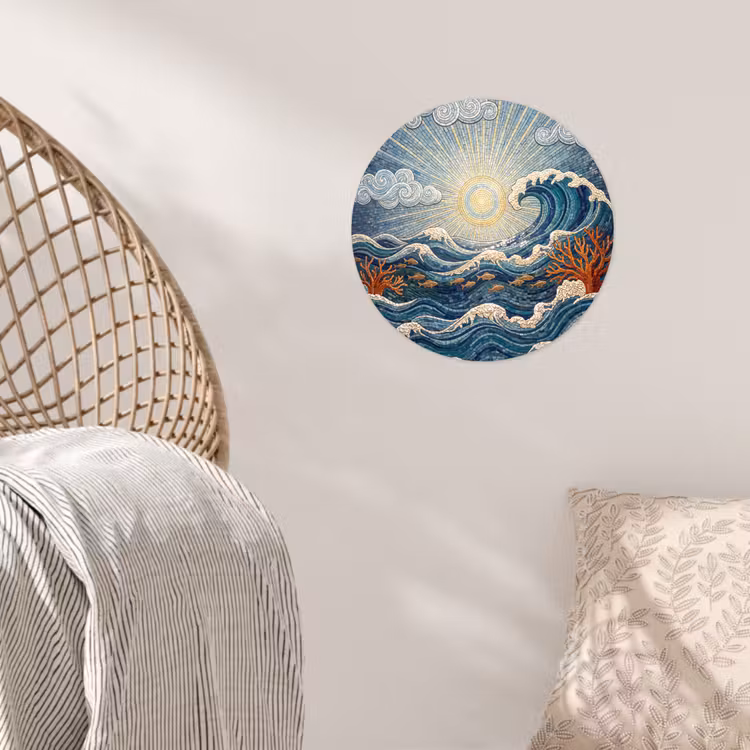 Onderwater - Koraal - Vis - Natuur - Kunst Wandcirkel behangsticker klein -sfeer4