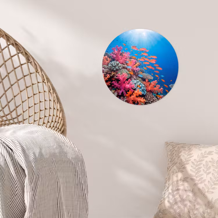 Onderwater - Koraalrif - Vissen - Oceaan - Natuur Wandcirkel behangsticker klein -sfeer4