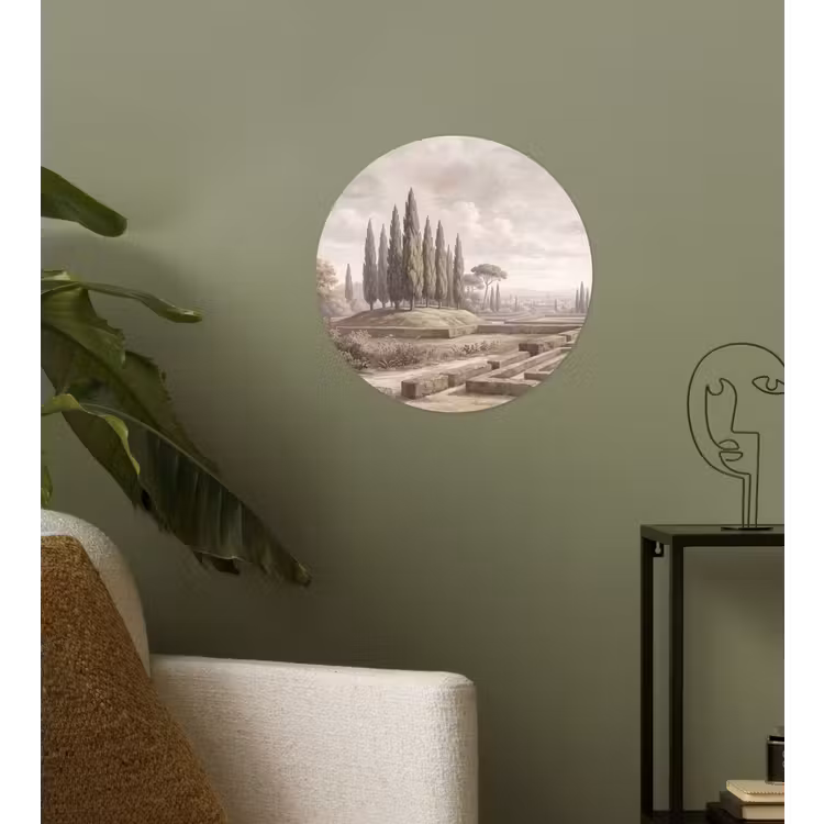 Vallei - Tuin - Natuur - Groen Wandcirkel behangsticker klein -sfeer2