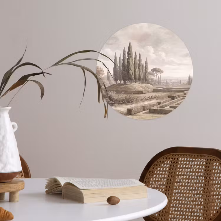 Vallei - Tuin - Natuur - Groen Wandcirkel behangsticker klein -sfeer3