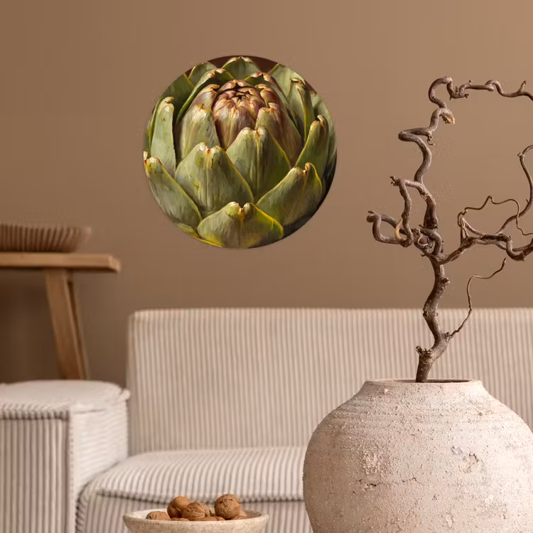 Wallpaper Circle - Vegetable - Artichoke - Green - Groente - Artisjok - Groen Wandcirkel behangsticker klein