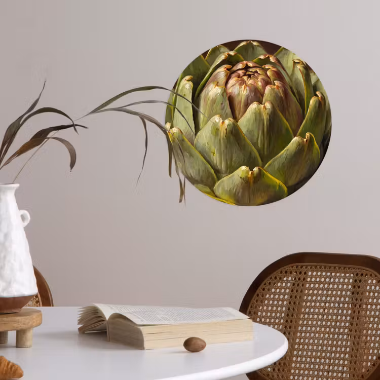Wallpaper Circle - Vegetable - Artichoke - Green - Groente - Artisjok - Groen Wandcirkel behangsticker klein
