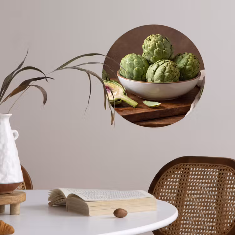 Wallpaper Circle - Vegetables - Artichoke - Kitchen - Groenten - Artisjok - Keuken Wandcirkel behangsticker klein