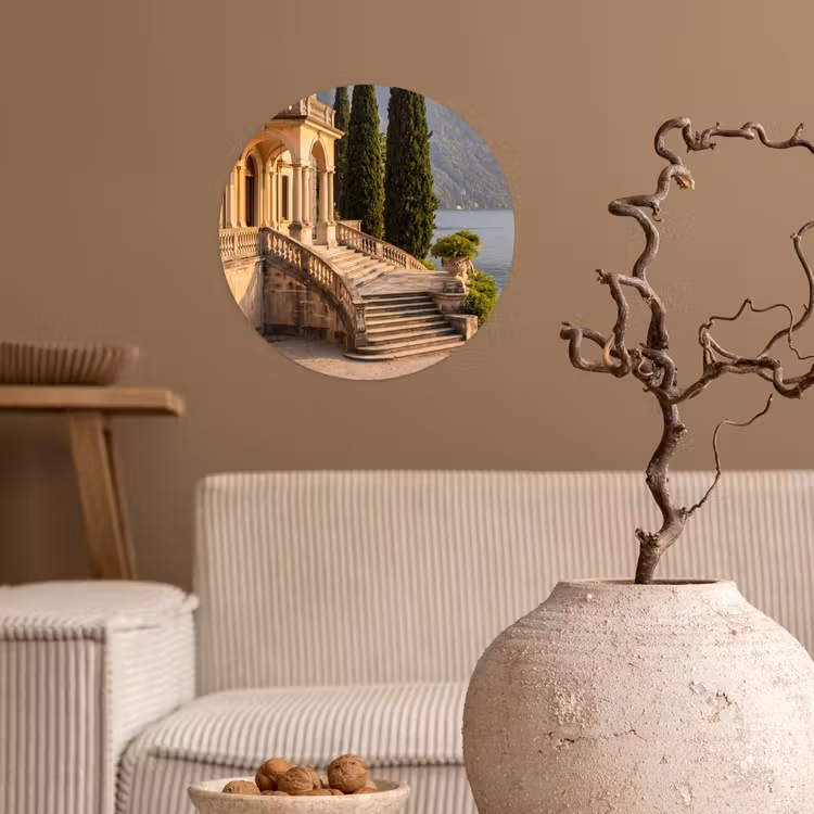 Wallpaper Circle - Villa - Water - Stairs - Villa - water -trappen Wandcirkel behangsticker klein