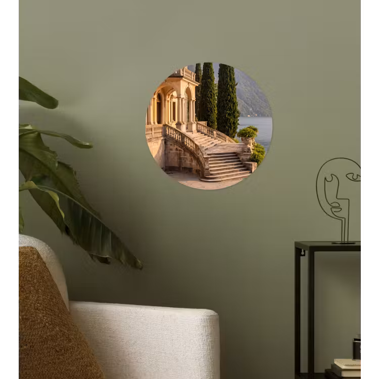 Wallpaper Circle - Villa - Water - Stairs - Villa - water -trappen Wandcirkel behangsticker klein