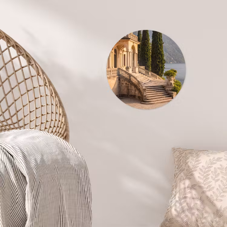 Wallpaper Circle - Villa - Water - Stairs - Villa - water -trappen Wandcirkel behangsticker klein