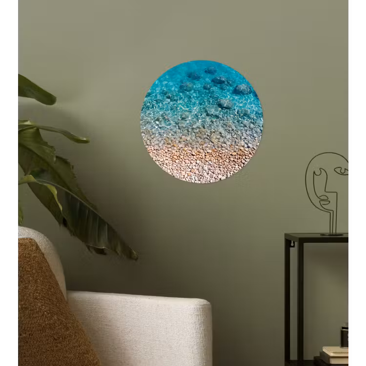 Water - Kiezels - Natuur - Levendig - Turkoois Wandcirkel behangsticker klein -sfeer2