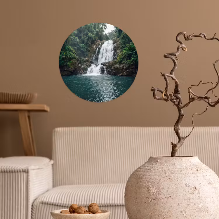 Waterfall - Forest - Nature - Greenkhgyguyg Wandcirkel behangsticker klein -sfeer1