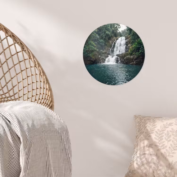 Waterfall - Forest - Nature - Greenkhgyguyg Wandcirkel behangsticker klein -sfeer4