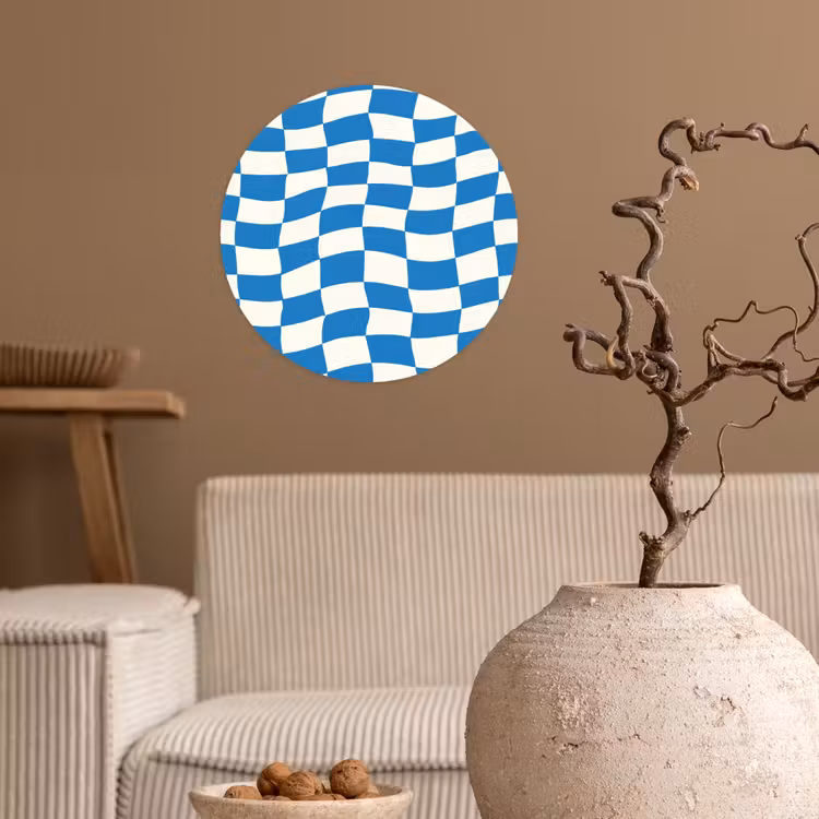 Golvend - Patroon - Blauw Wandcirkel behangsticker klein 186 -sfeer1
