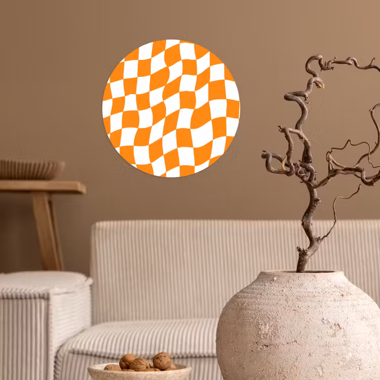 Golvend - Patroon - Oranje Wandcirkel behangsticker klein 186 -sfeer1