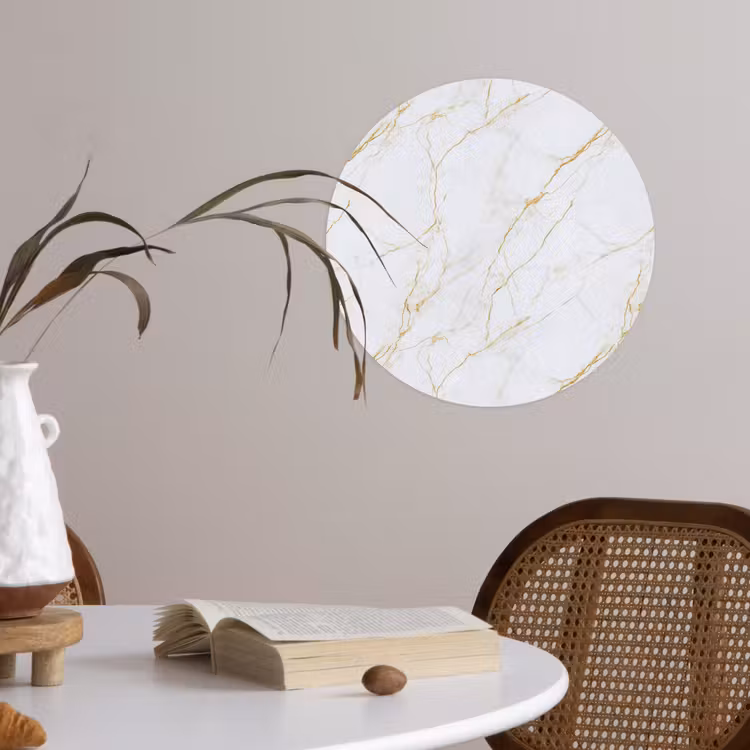 Wit - Marmer - Goud - Luxueus Wandcirkel behangsticker klein 186 -sfeer3