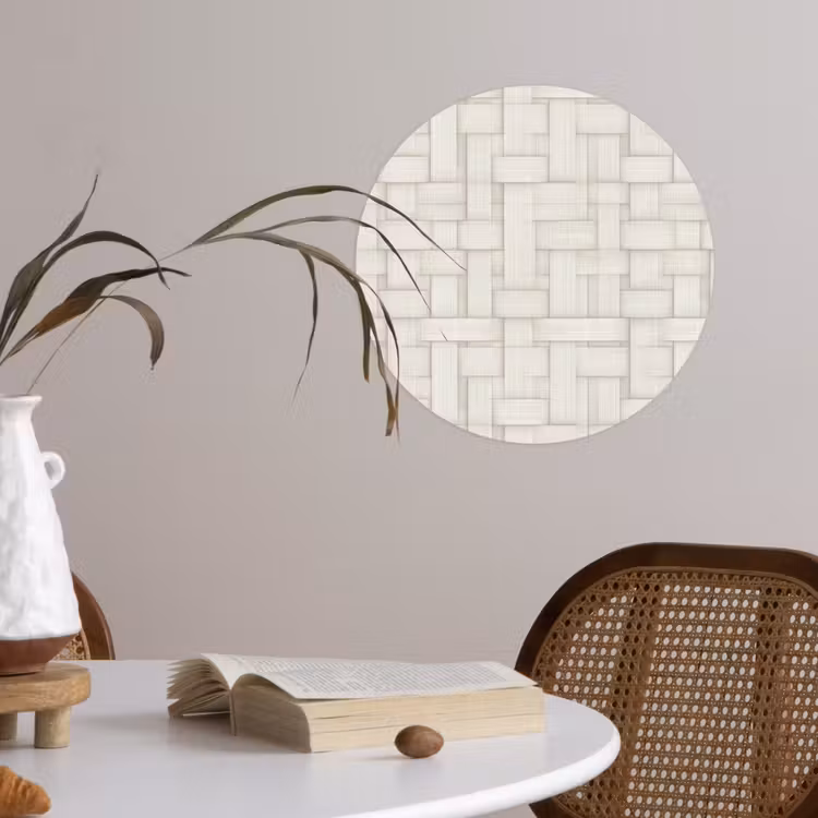 Vlechtwerk - Banen - Beige Wandcirkel behangsticker klein 186 -sfeer3