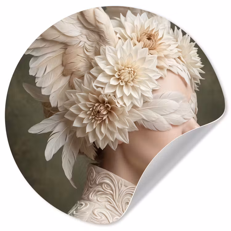 Vleugels - Vrouw - Wit Wandcirkel behangsticker klein -3d