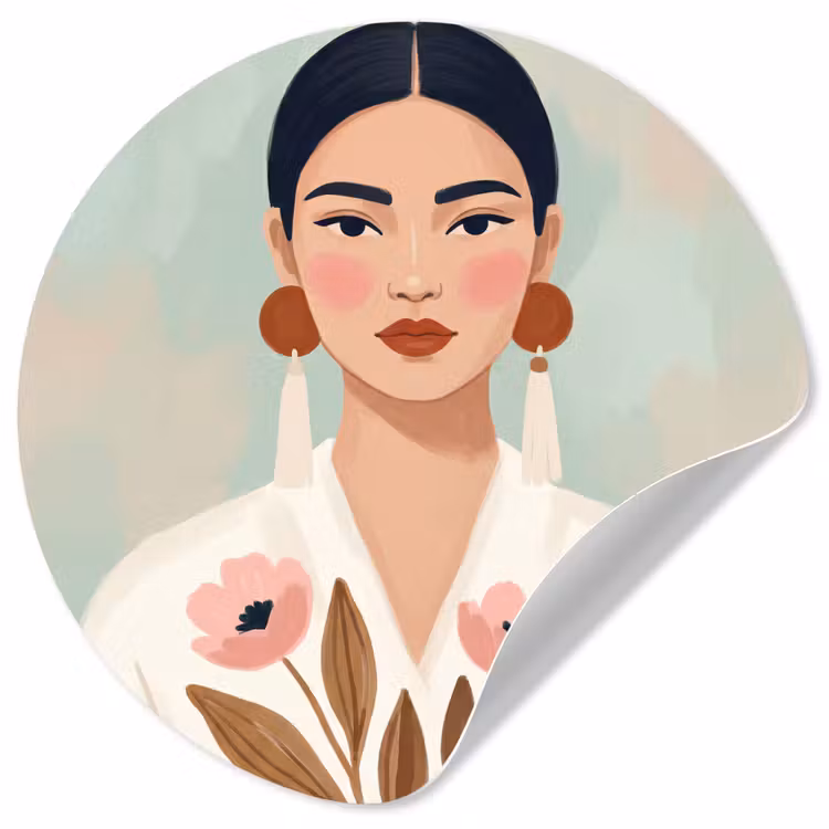 Vrouw - Kimono - Pastel Wandcirkel behangsticker klein -3d