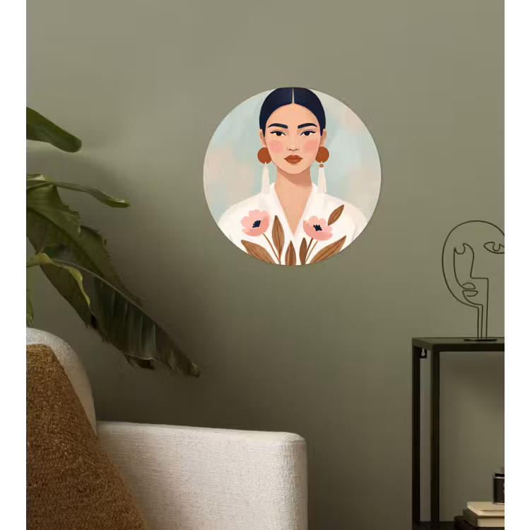 Vrouw - Kimono - Pastel Wandcirkel behangsticker klein -sfeer2