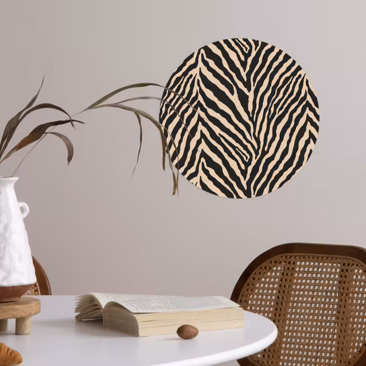 Zebra - Klassiek - Zwart Wandcirkel behangsticker klein 186 -sfeer3