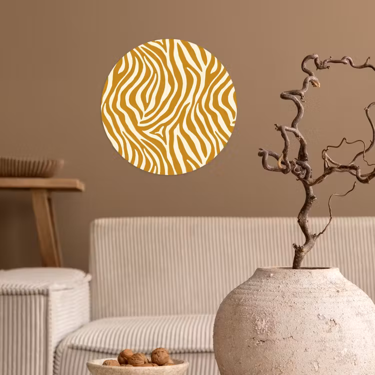 Zebra - Klassiek - Oker - Geel Wandcirkel behangsticker klein 186 -sfeer1