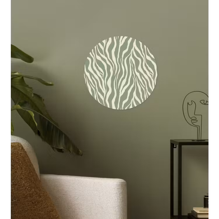 Zebra - Motief - Groen Wandcirkel behangsticker klein 186 -sfeer2