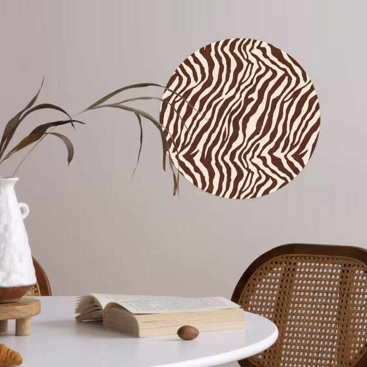 Zebra - Patroon - Zwart - Wit Wandcirkel behangsticker klein 186 -sfeer3