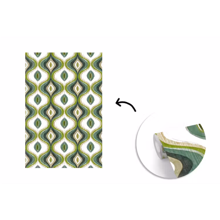 Abstract - Ritmisch - Groen fotobehang vinyl groot 66 -3d
