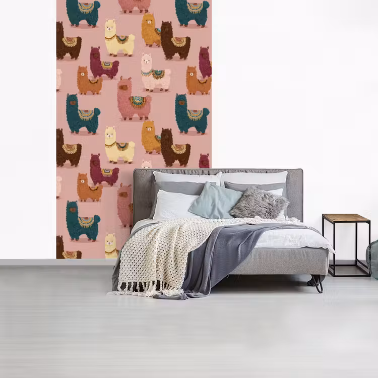 Alpaca's - Patroon - Kleurrijk fotobehang vinyl groot 66 -slaapkamer