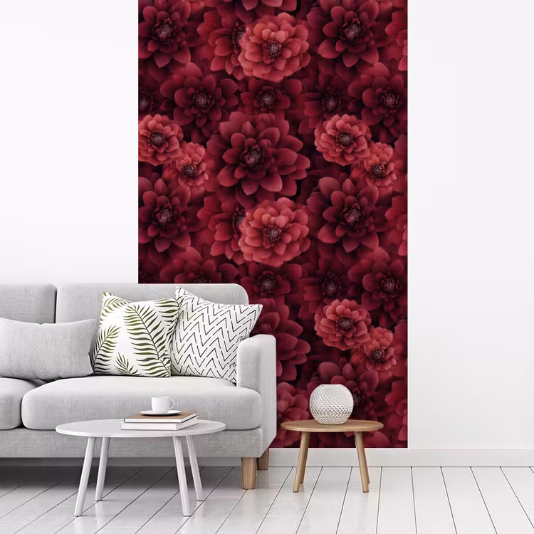 Dahlias - Bloemen - Rood fotobehang vinyl groot 66 -woonkamer