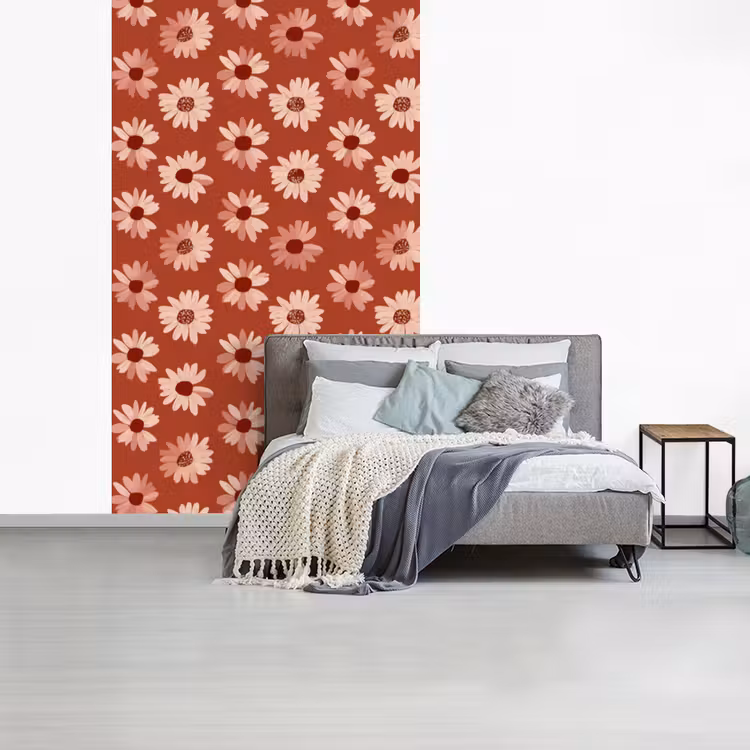 Madelief - Retro - Terracotta fotobehang vinyl groot 66 -slaapkamer