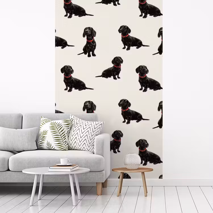 Hond - Patroon - Zwart fotobehang vinyl groot 66 -woonkamer