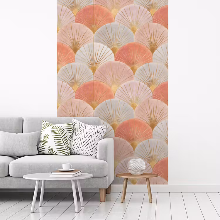 Waaiers - Goud - Roze fotobehang vinyl groot 66 -woonkamer