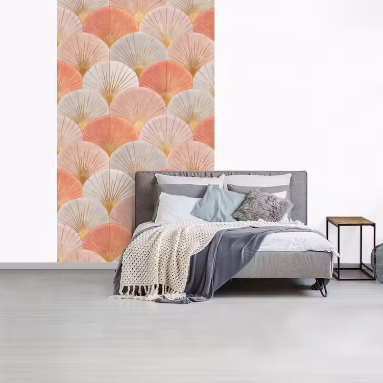 Waaiers - Goud - Roze fotobehang vinyl groot 66 -slaapkamer