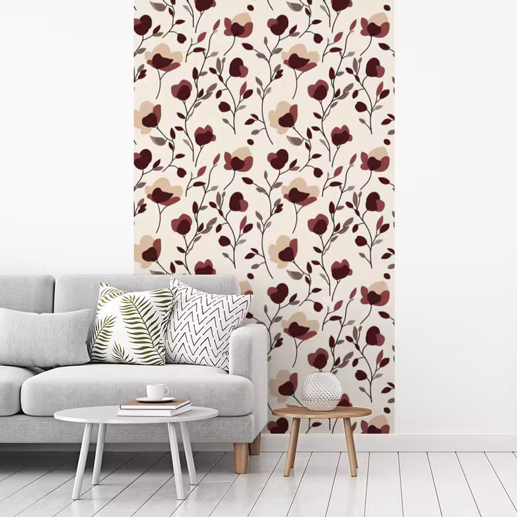Bloemen - Botanisch - Bordeaux fotobehang vinyl groot 66 -woonkamer