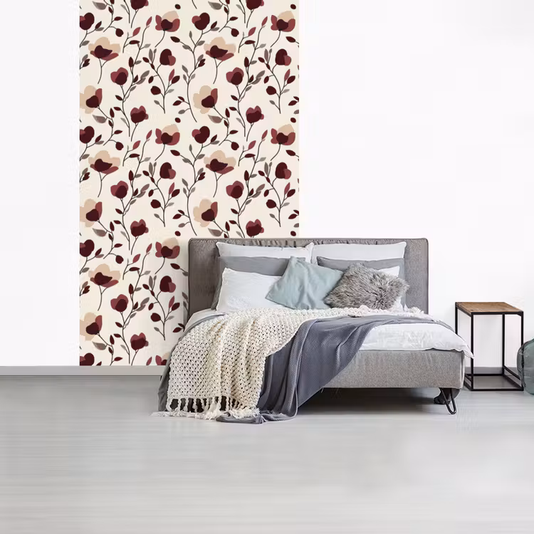 Bloemen - Botanisch - Bordeaux fotobehang vinyl groot 66 -slaapkamer