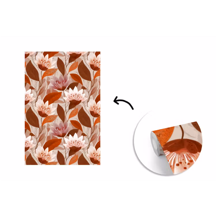 Bloemen - Bladeren - Bruin fotobehang vinyl groot 66 -3d
