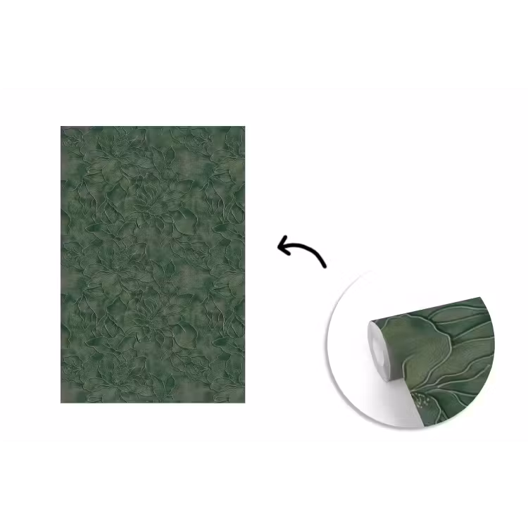 Bloemen - Lijnen - Groen fotobehang vinyl groot 66 -3d