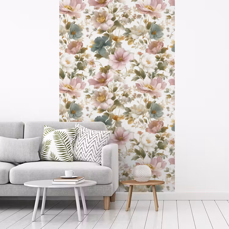 Bloemen - Patroon - Pastel fotobehang vinyl groot 66 -woonkamer