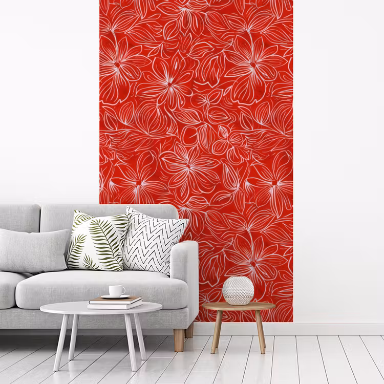Bloemen - Patroon - Rood fotobehang vinyl groot 66 -woonkamer
