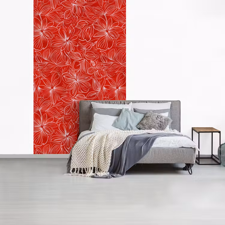 Bloemen - Patroon - Rood fotobehang vinyl groot 66 -slaapkamer